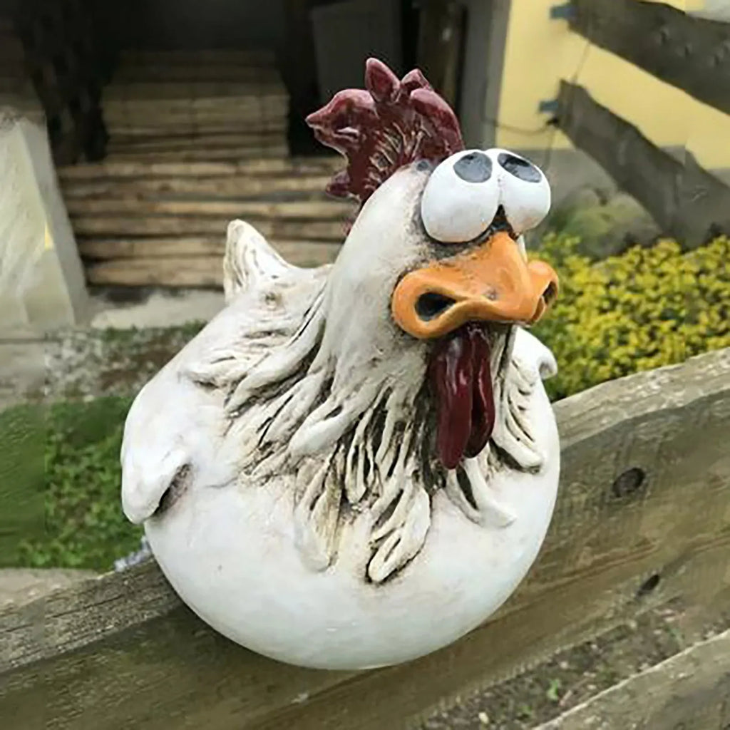 Funny Chicken Fence Decor Statues